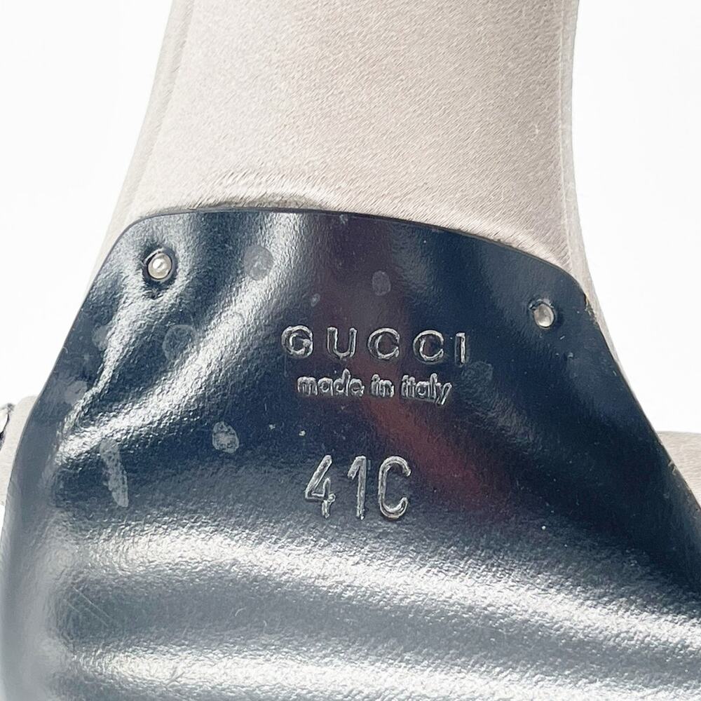 Gucci 2004 Tom Ford Silver Silk Crystal Strap Ankle Wrap Heel Sandals EU 41C - Picture 12 of 13